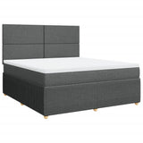 Slatted bed base with mattress Dark grey 180x200cm Fabric