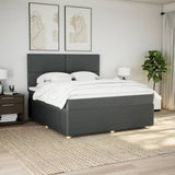 Slatted bed base with mattress Dark grey 180x200cm Fabric