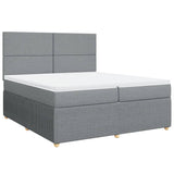 Sommier à lattes de lit avec matelas Gris clair 200x200cm Tissu