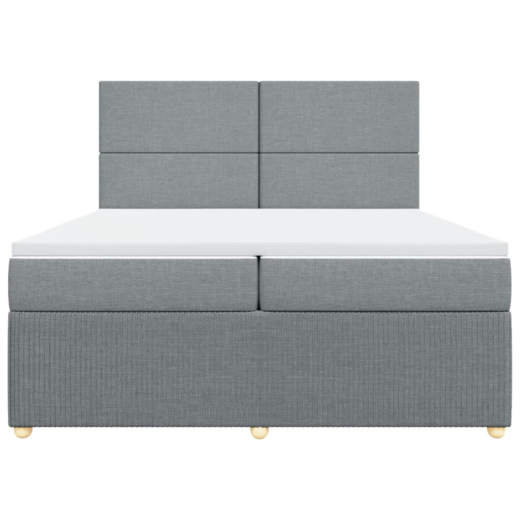 Sommier à lattes de lit avec matelas Gris clair 200x200cm Tissu