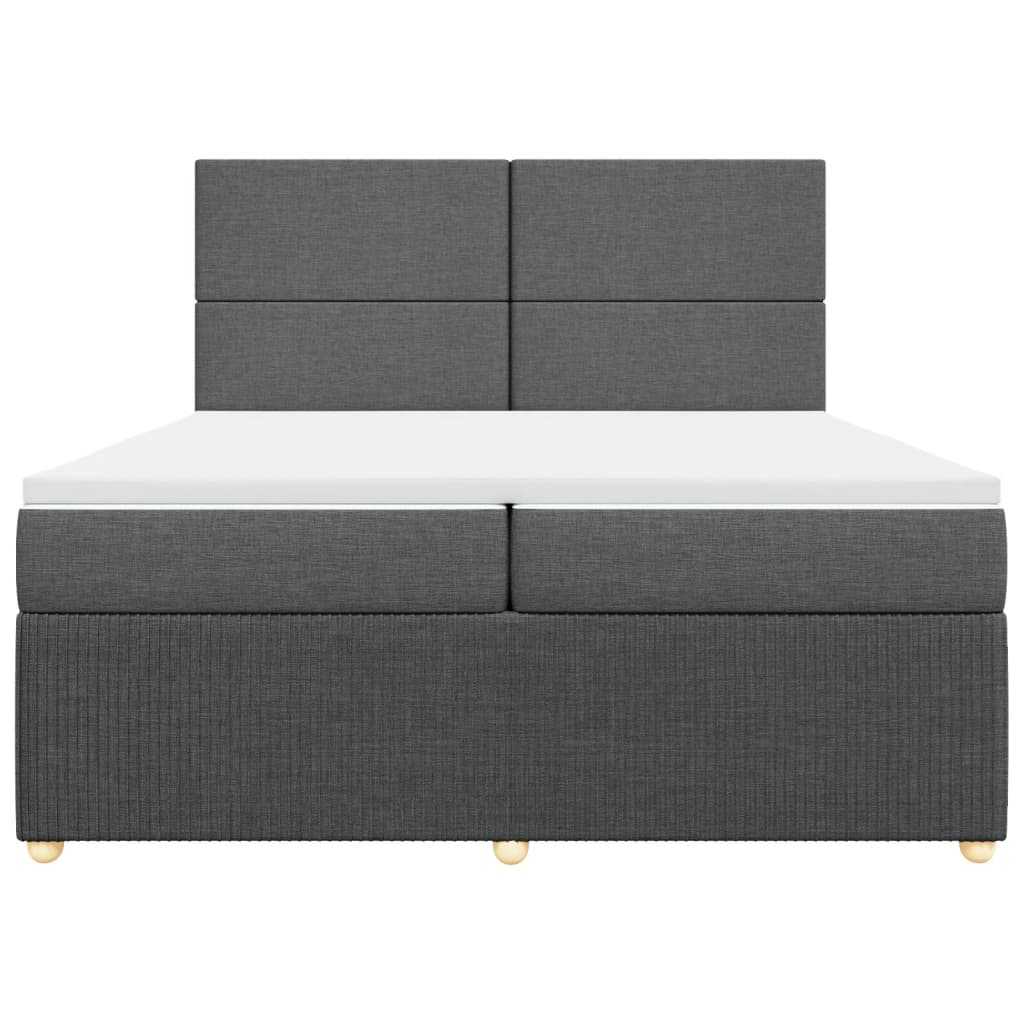 Sommier à lattes de lit avec matelas Gris foncé 200x200cm Tissu