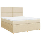 Bed slatted base with mattress Cream 200x200 cm Fabric