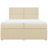 Bed slatted base with mattress Cream 200x200 cm Fabric