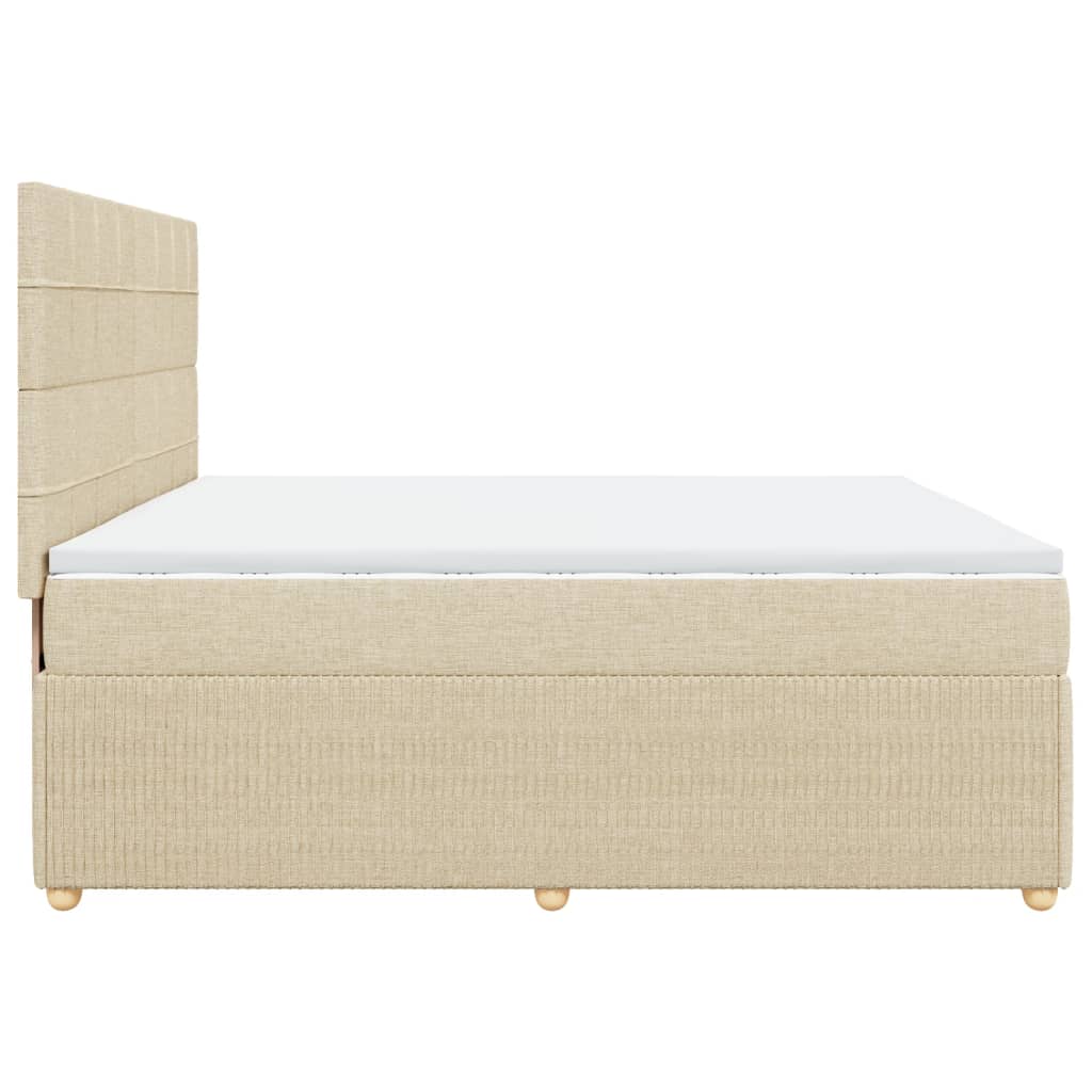 Bed slatted base with mattress Cream 200x200 cm Fabric