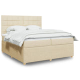 Bed slatted base with mattress Cream 200x200 cm Fabric