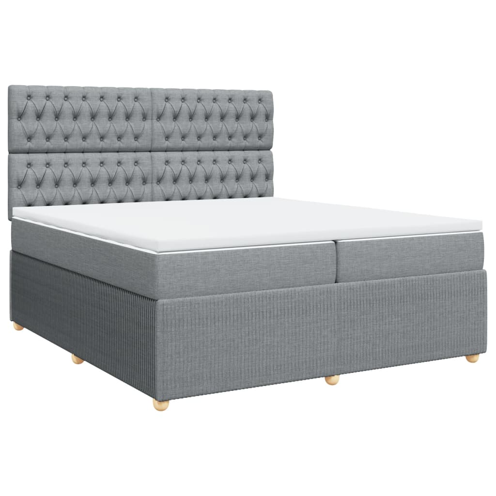 Sommier à lattes de lit avec matelas Gris clair 200x200cm Tissu