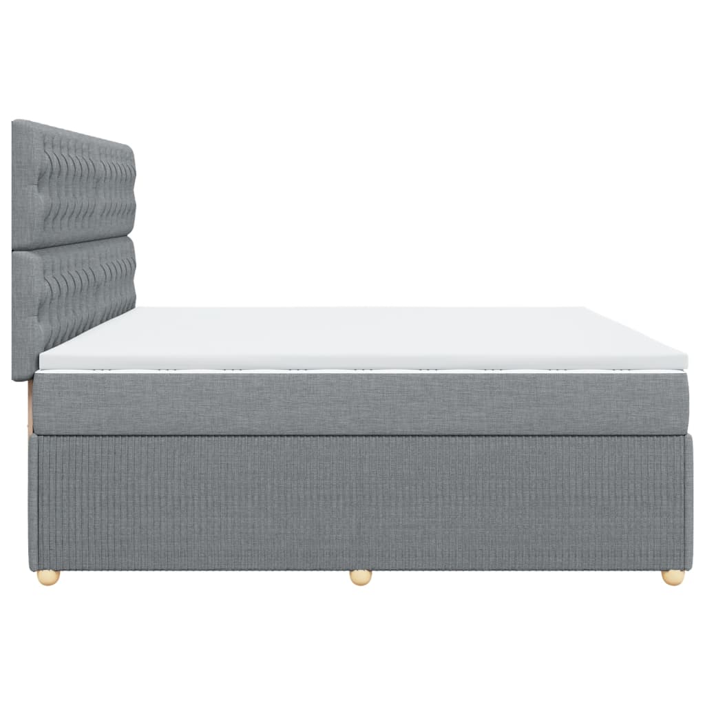 Sommier à lattes de lit avec matelas Gris clair 200x200cm Tissu