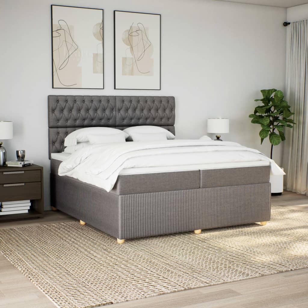 Sommier à lattes de lit avec matelas Taupe 200x200 cm Tissu