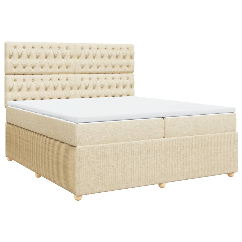 Sommier à lattes de lit avec matelas Crème 200x200 cm Tissu