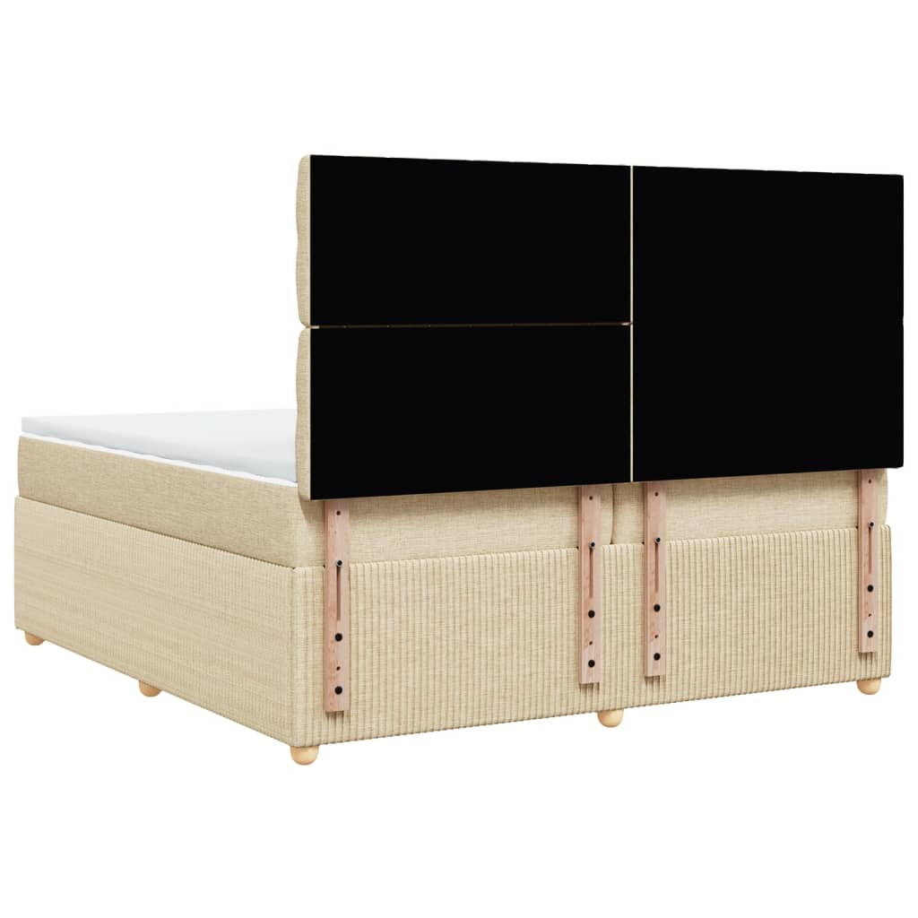 Sommier à lattes de lit avec matelas Crème 200x200 cm Tissu