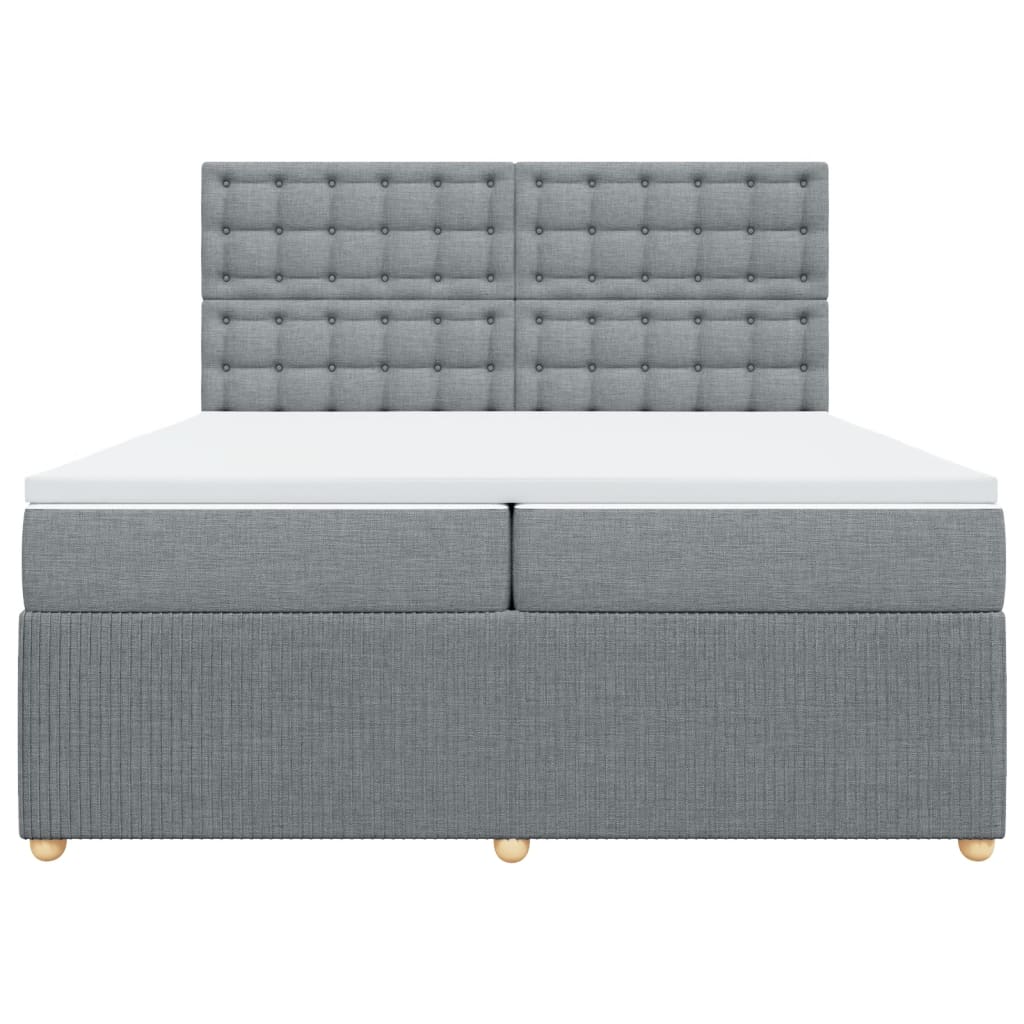 Sommier à lattes de lit avec matelas Gris clair 200x200cm Tissu