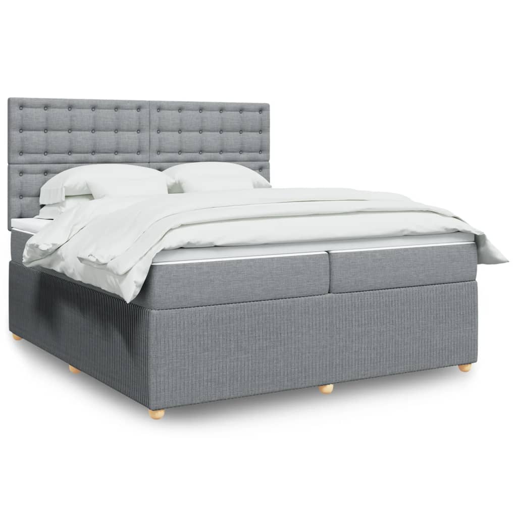 Sommier à lattes de lit avec matelas Gris clair 200x200cm Tissu