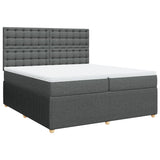 Sommier à lattes de lit avec matelas Gris foncé 200x200cm Tissu