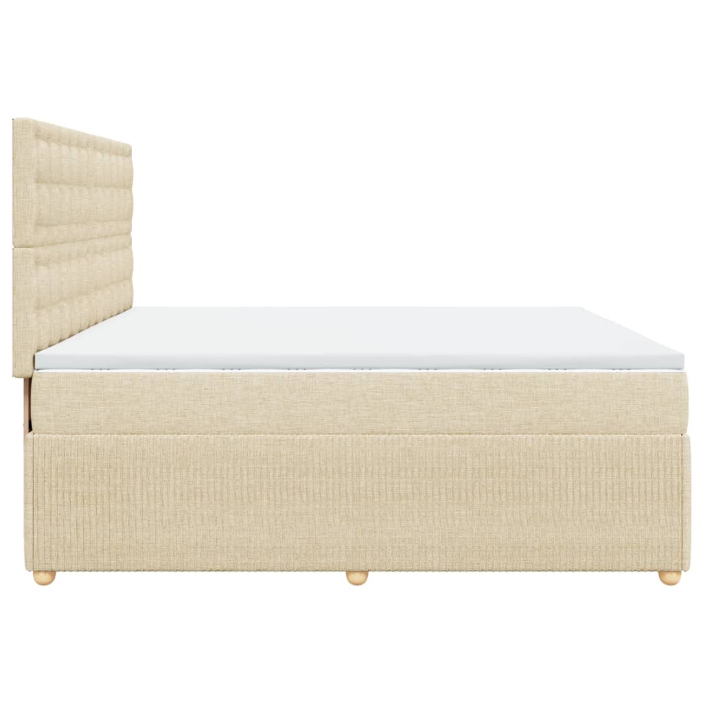 Bed slatted base with mattress Cream 200x200 cm Fabric