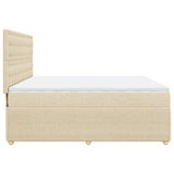 Bed slatted base with mattress Cream 200x200 cm Fabric