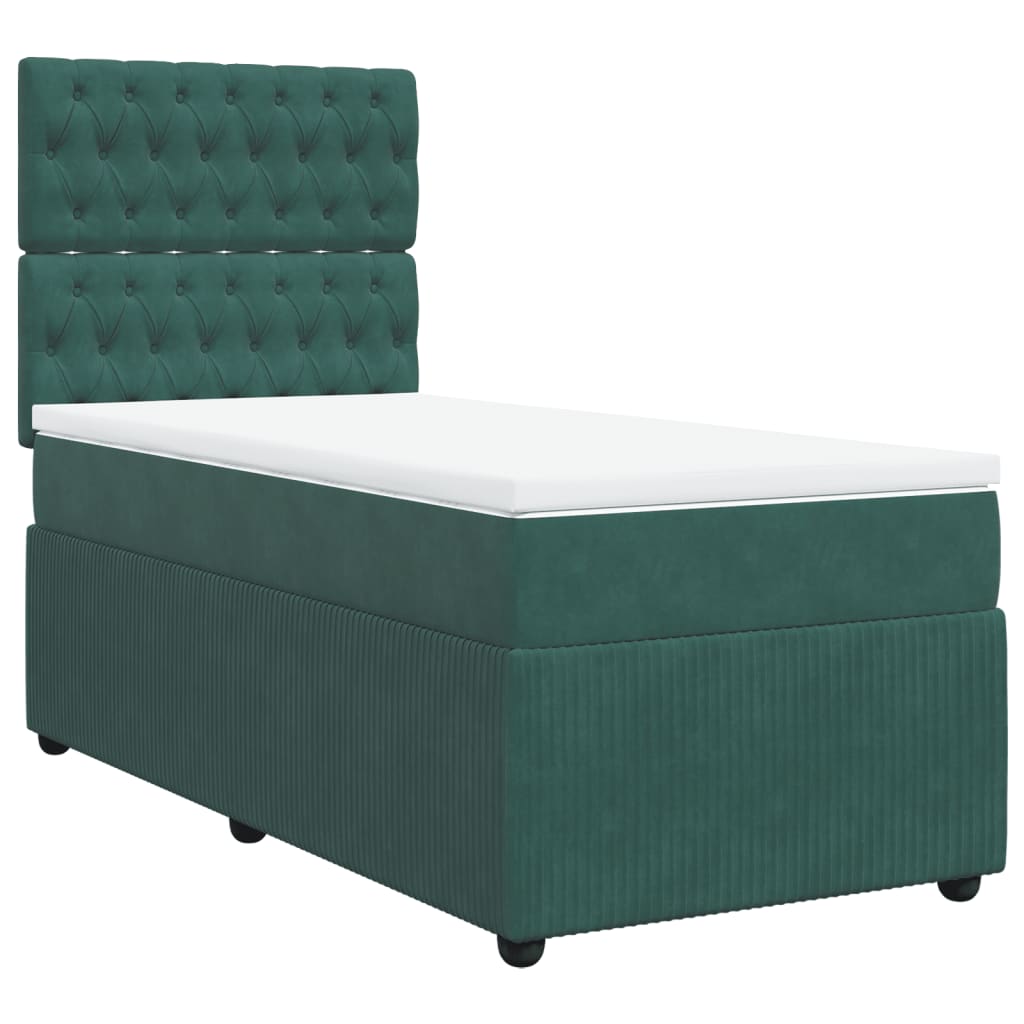 Slatted bed base with mattress Dark green 90x200 cm