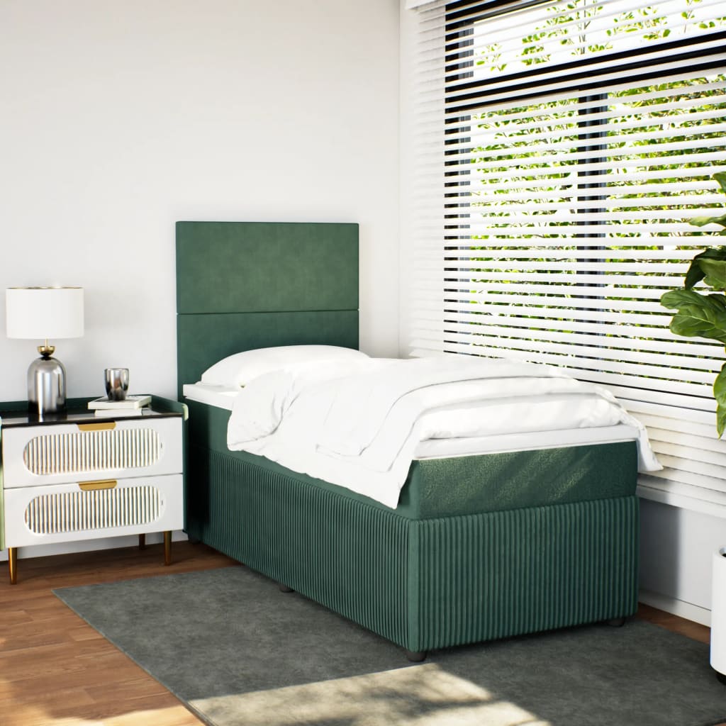 Slatted bed base with mattress Dark green 100x200 cm