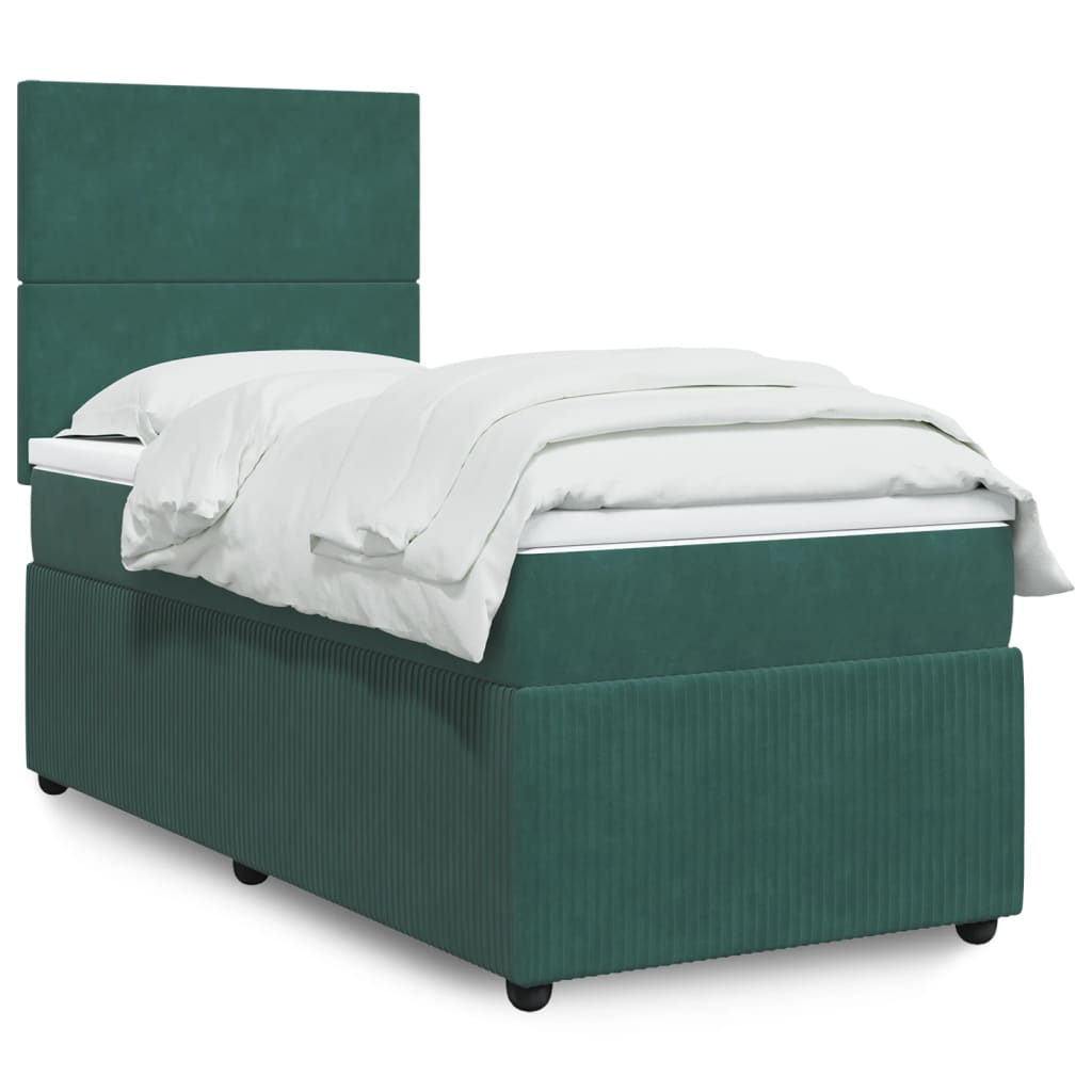 Slatted bed base with mattress Dark green 100x200 cm