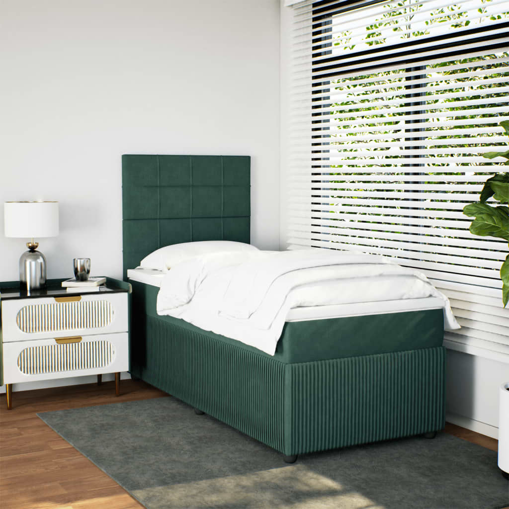 Slatted bed base with mattress Dark green 100x200 cm