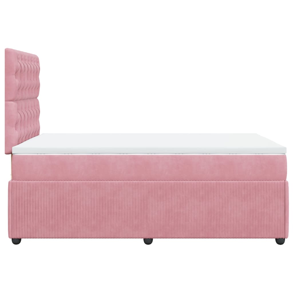 Sommier à lattes de lit avec matelas rose 120x190 cm velours