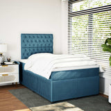 Dark Blue 120x200cm Velvet Bed Slatted Base and Mattress