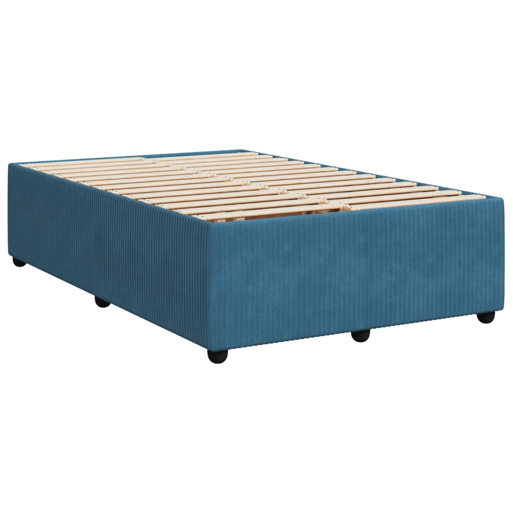 Dark Blue 120x200cm Velvet Bed Slatted Base and Mattress