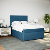 Dark Blue 140x190cm Velvet Bed Slatted Base and Mattress