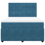 Dark Blue 140x200cm Velvet Bed Slatted Base and Mattress