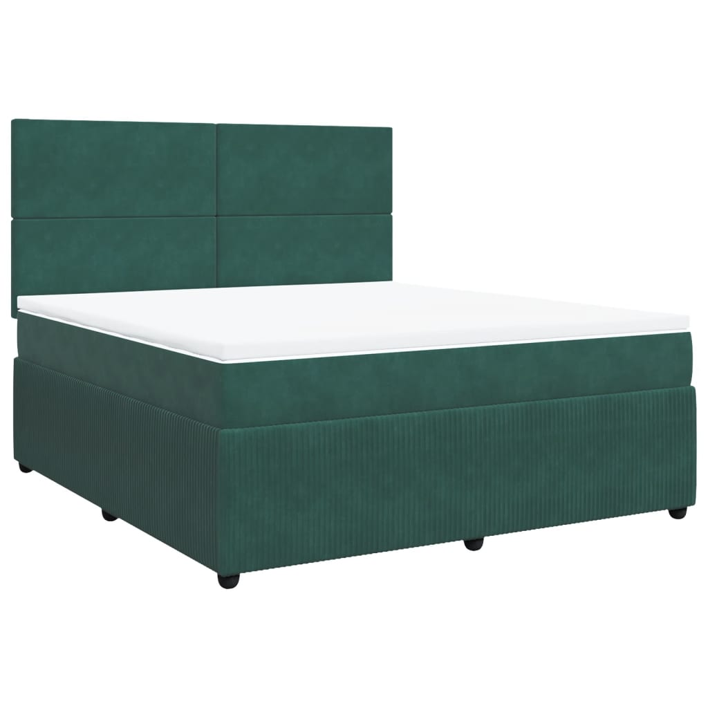 Dark Green 180x200cm Velvet Bed Slatted Base and Mattress