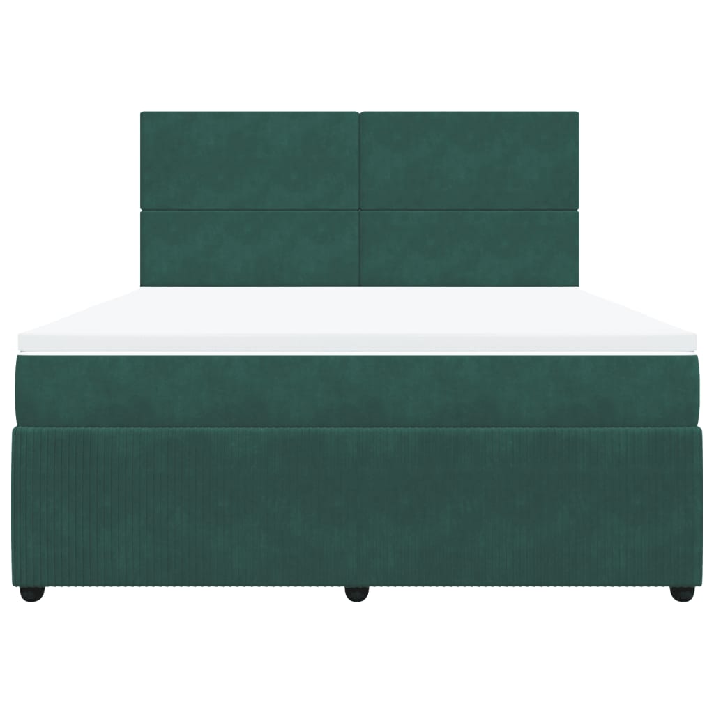 Dark Green 180x200cm Velvet Bed Slatted Base and Mattress