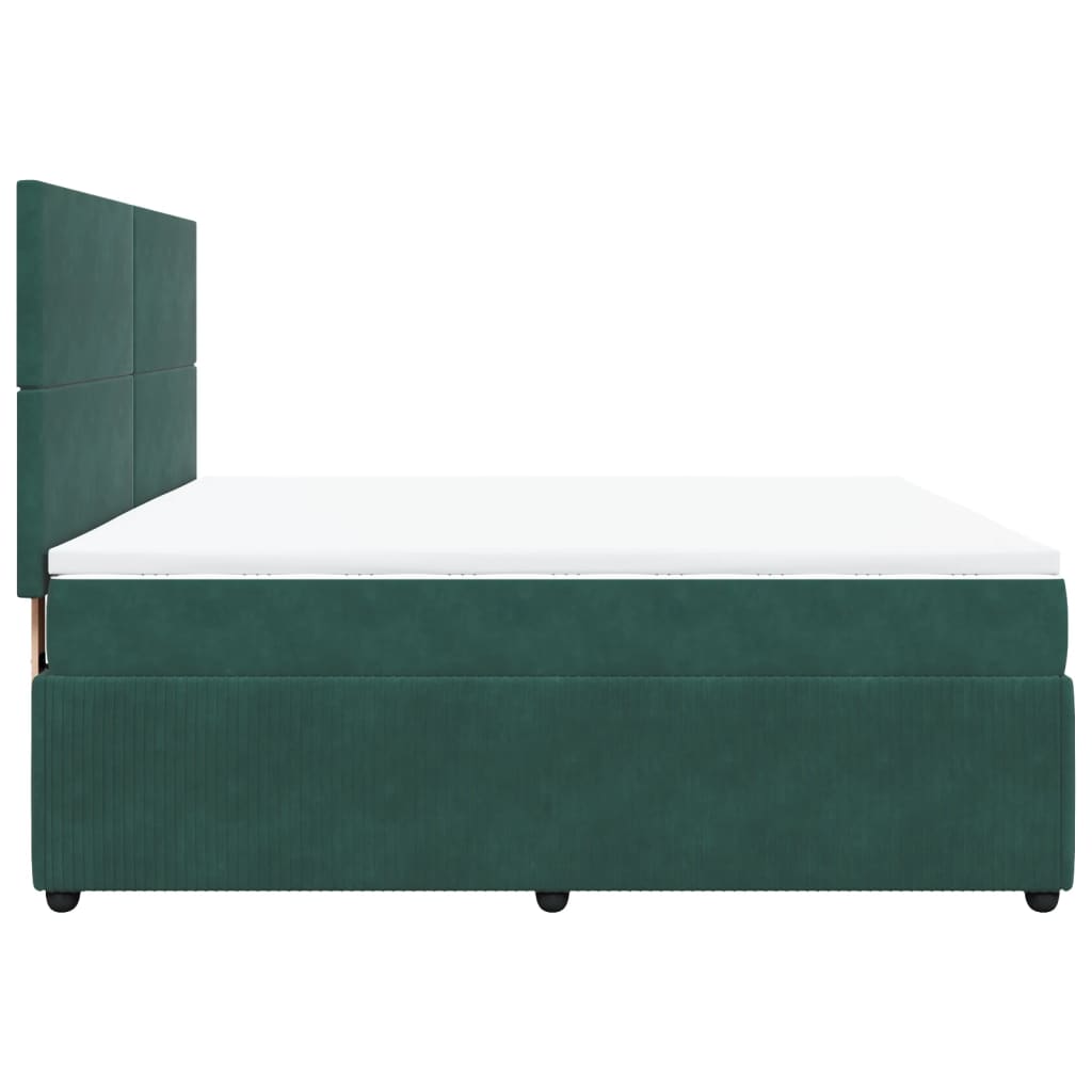 Dark Green 180x200cm Velvet Bed Slatted Base and Mattress