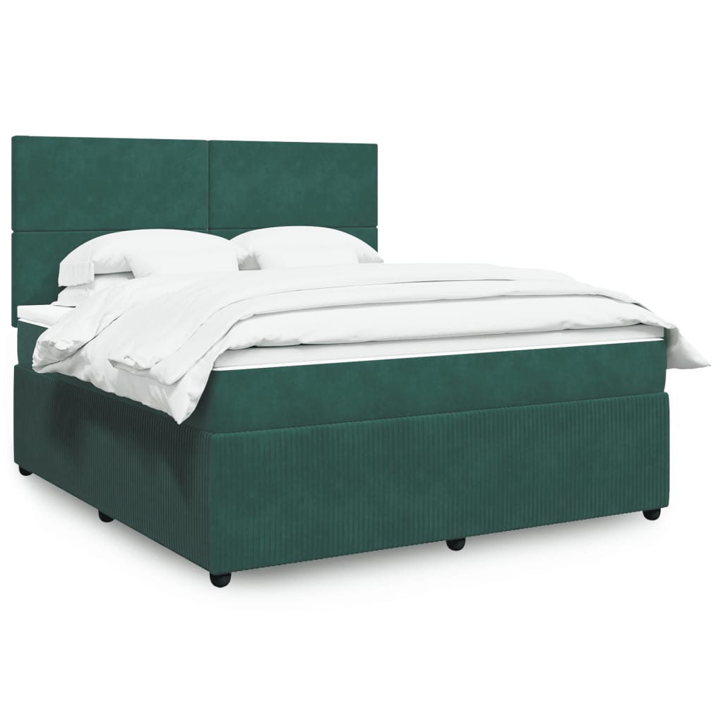 Dark Green 180x200cm Velvet Bed Slatted Base and Mattress