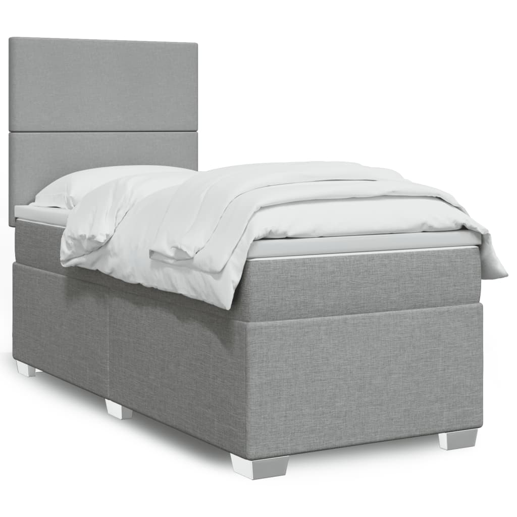 Sommier à lattes de lit avec matelas Gris clair 90x200 cm Tissu