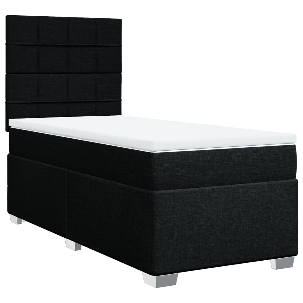 Sommier à lattes de lit avec matelas Noir 90x200 cm Tissu