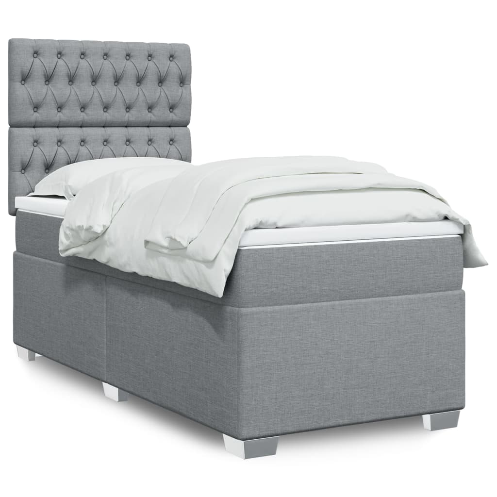 Sommier à lattes de lit avec matelas Gris clair 90x200 cm Tissu