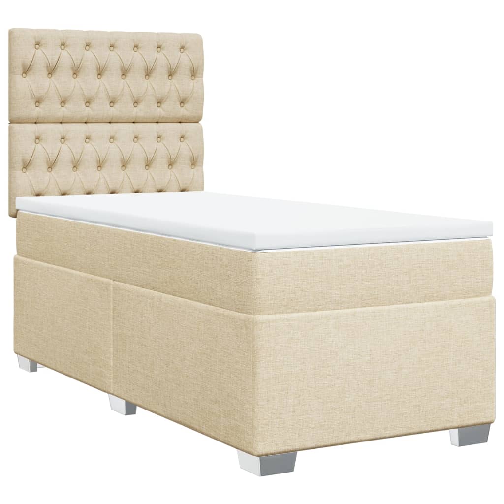 Sommier à lattes de lit avec matelas Crème 90x200 cm Tissu