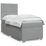 Slatted bed base with mattress Light grey 100x200cm Fabric