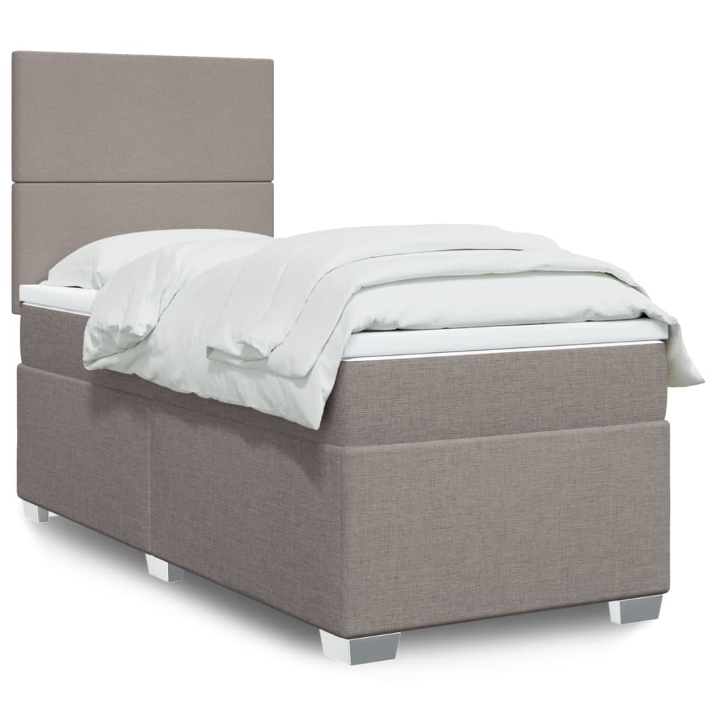 Sommier à lattes de lit avec matelas Taupe 100x200 cm Tissu