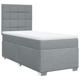 Slatted bed base with mattress Light grey 100x200cm Fabric