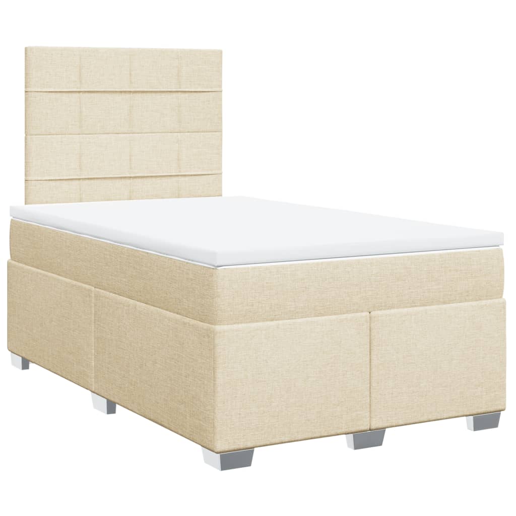 Slatted bed base with cream mattress 120x190 cm fabric