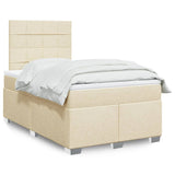 Slatted bed base with cream mattress 120x190 cm fabric