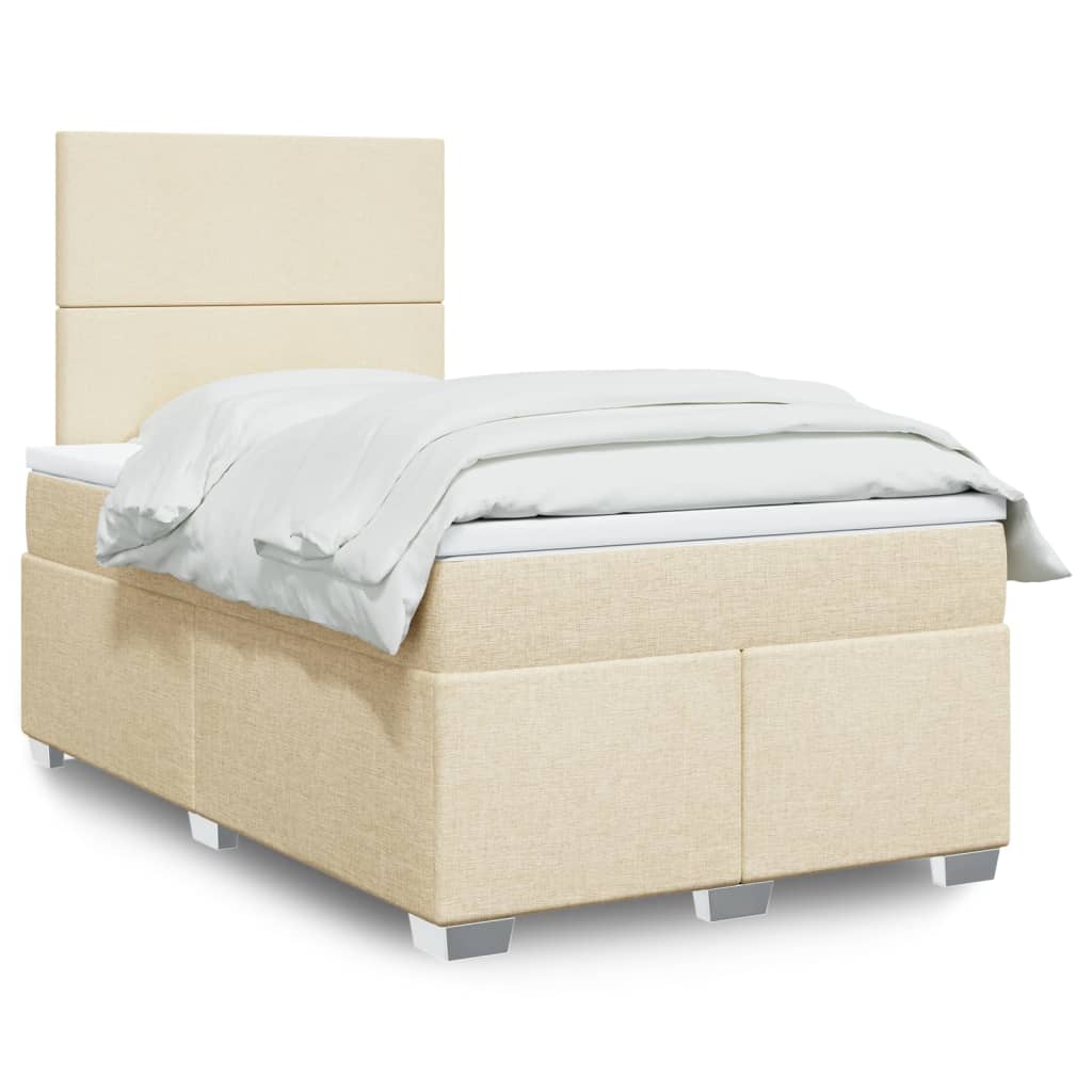 Bed slatted base with mattress Cream 120x200 cm Fabric