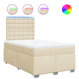 Bed slatted base with mattress Cream 120x200 cm Fabric