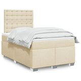 Bed slatted base with mattress Cream 120x200 cm Fabric