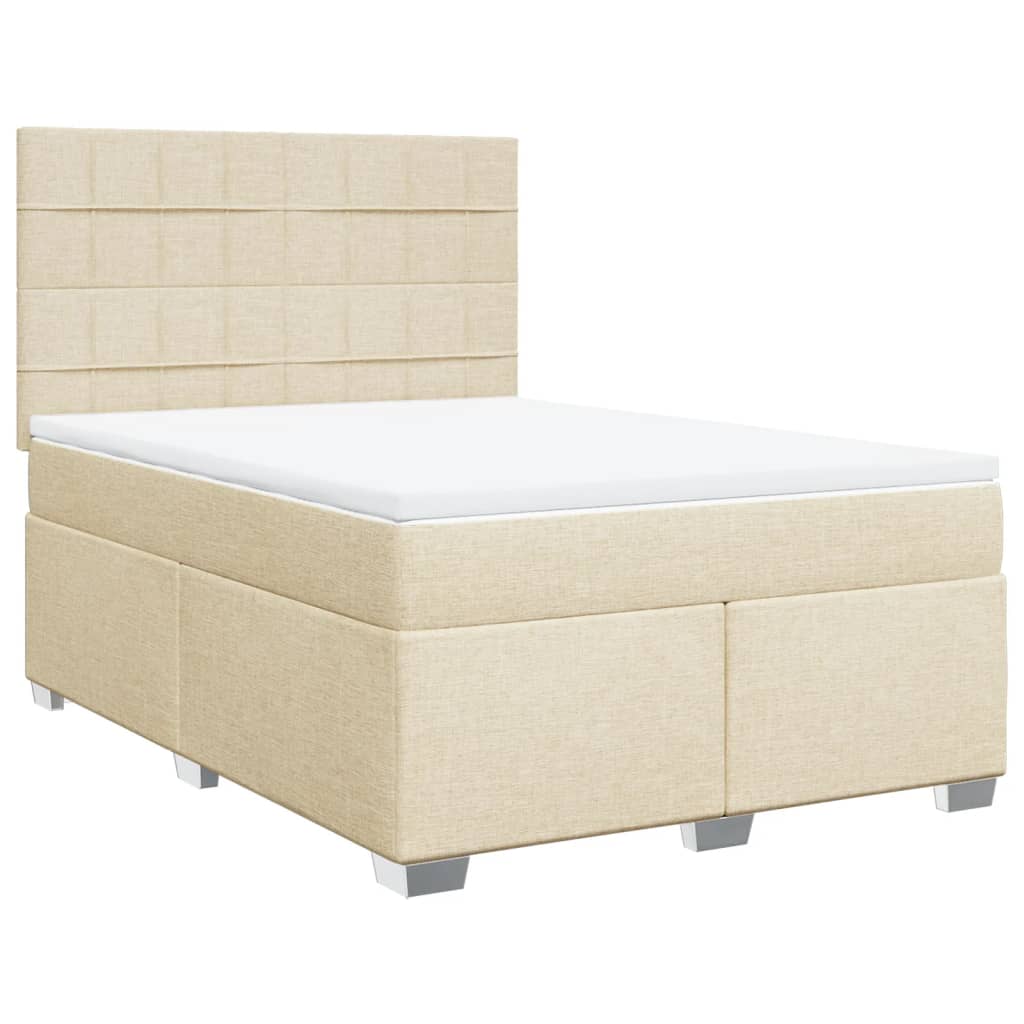 Sommier à lattes de lit avec matelas Crème 140x190 cm Tissu