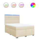 Bed slatted base with mattress Cream 140x200 cm Fabric