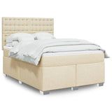 Bed slatted base with mattress Cream 140x200 cm Fabric