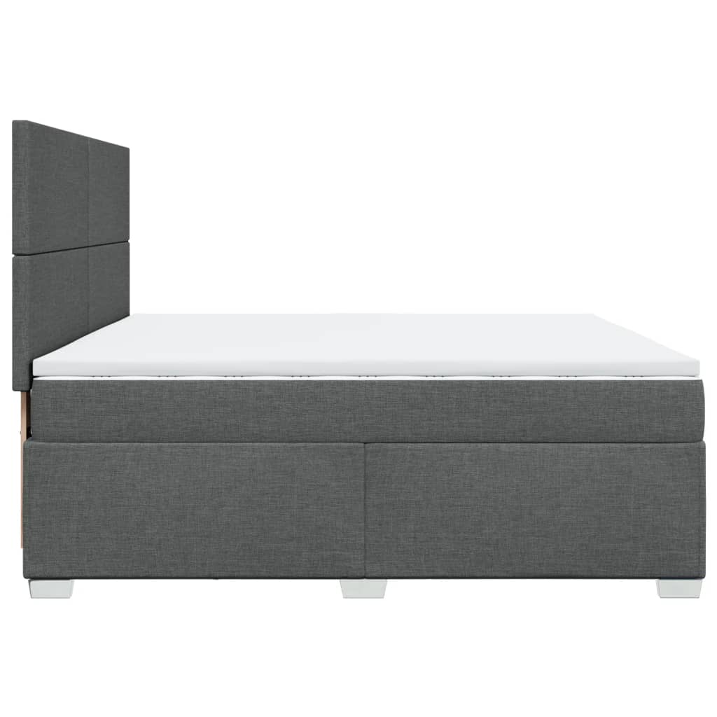 Sommier à lattes de lit avec matelas Gris foncé 200x200cm Tissu