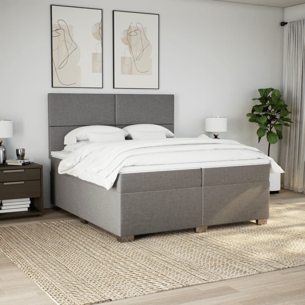 Sommier à lattes de lit avec matelas Taupe 200x200 cm Tissu