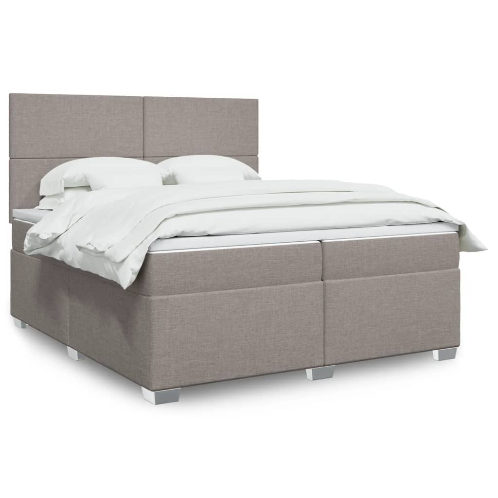 Sommier à lattes de lit avec matelas Taupe 200x200 cm Tissu